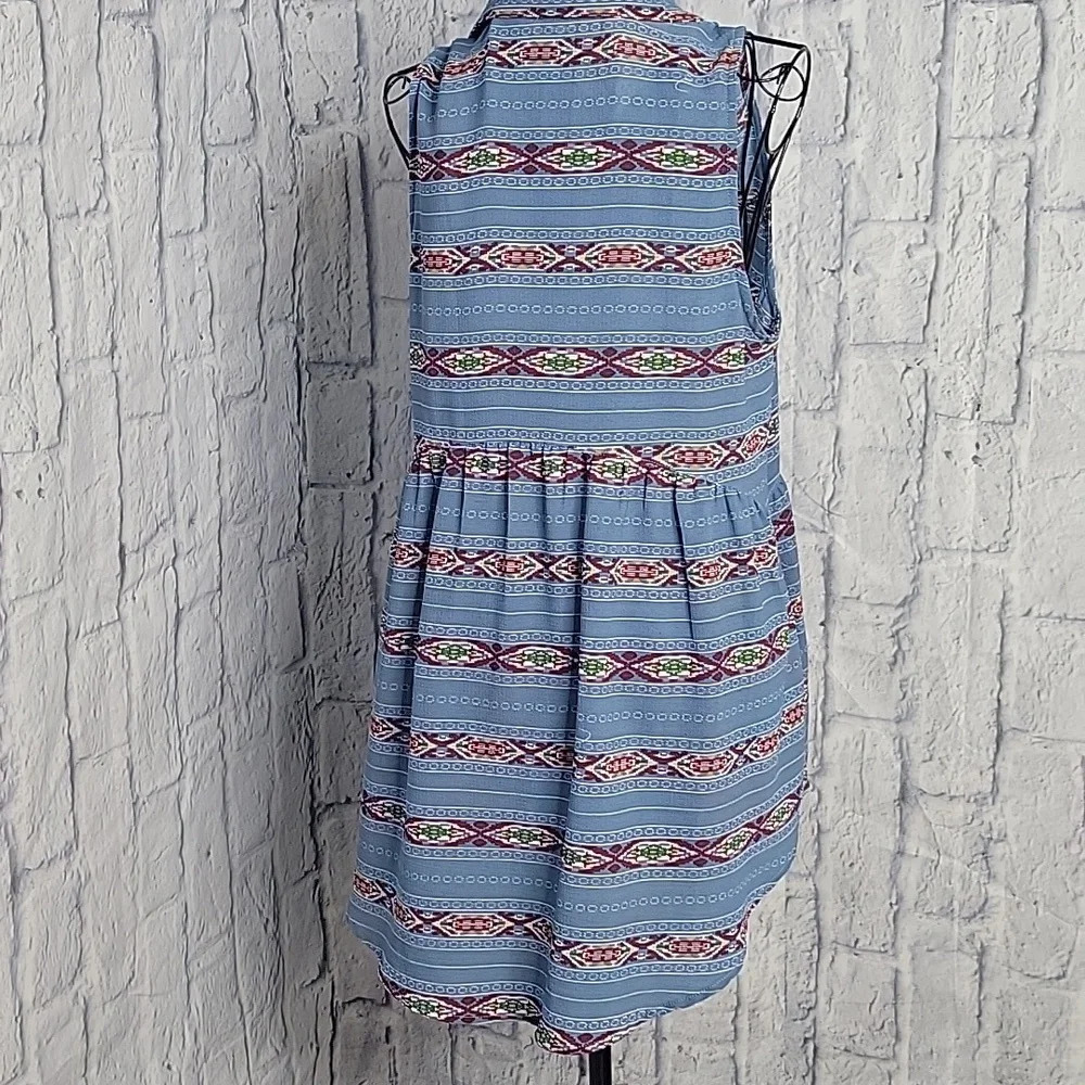 ENTRO Aztec Pattern‎ Button Up Sleeveless Blouse … - image 5